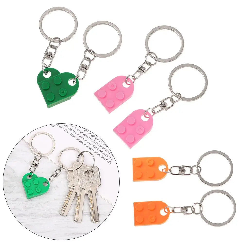 Acrylic Material Creative Building Block Keychain/Keyring 1pcs Pendant Decorative Acrylic Heart Shape Necklace