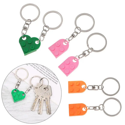 Acrylic Material Creative Building Block Keychain/Keyring 1pcs Pendant Decorative Acrylic Heart Shape Necklace
