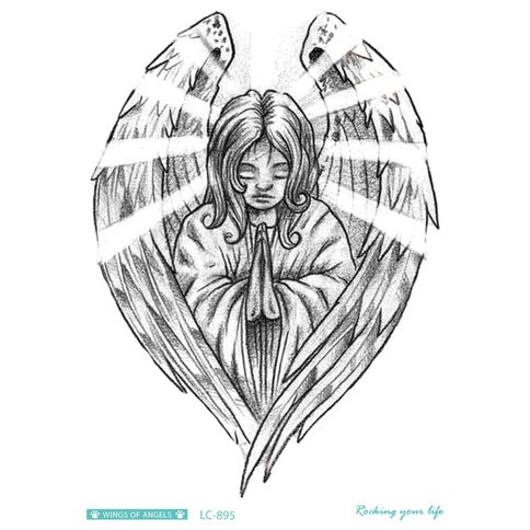 Cool Tattoo with Wings Personality Fashion Fallen Angel Arm Tattoo with Waterproof Tattoo Stickers
