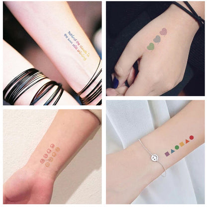 Hyuna Small Fresh Tattoo Stickers Cute Smiley Rainbow Lines Waterproof Tattoo Stickers Instagram Style