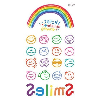 Hyuna Small Fresh Tattoo Stickers Cute Smiley Rainbow Lines Waterproof Tattoo Stickers Instagram Style