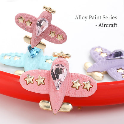 Fashion Crystal Aircraft Shape Alloy Accessories Spray Painted Aircraft Diy Garden Shoes Decorative Accessories