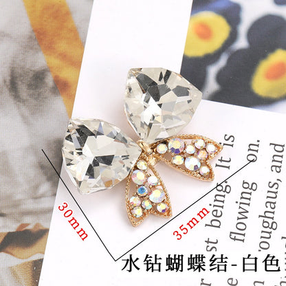 Creative Full Diamond Black and White Spot Alloy Bow DIY Phone Case Brooch Accessories