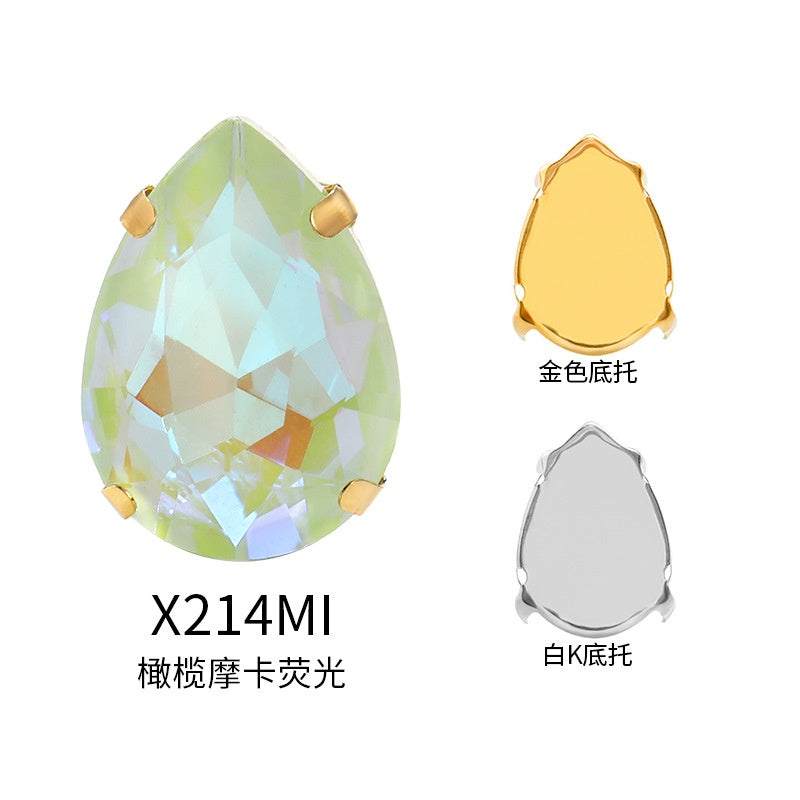 TonyBead, light-colored 50 water droplets Mocha fluorescent four-corner claw drill DIY jewelry sticker drilling material, shoes and clothing accessories wholesale