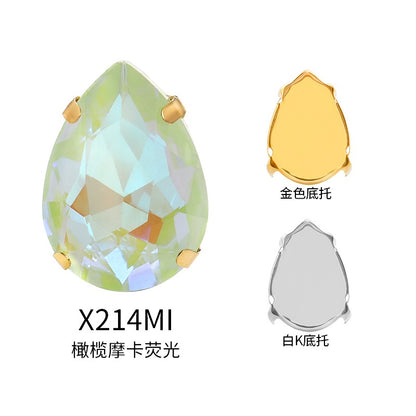 TonyBead, light-colored 50 water droplets Mocha fluorescent four-corner claw drill DIY jewelry sticker drilling material, shoes and clothing accessories wholesale