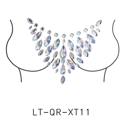 【ready Stock】Body Sticker Acrylic Chest Diamond Sticker Women Fake Tattoo Stickers Rave Party Dance Chest Decoration
