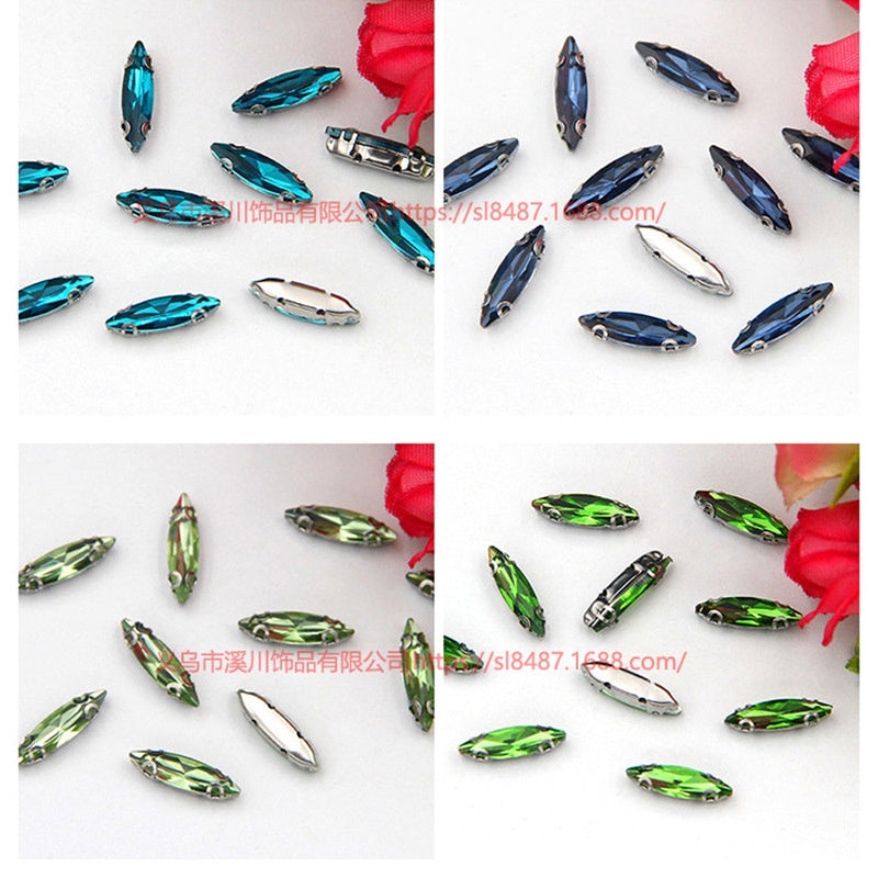 4*15mm Fine Horse Eyes Four Angle Claw Rhinestones Special Shape Crystal Rhinestones Hand Sewn Glass Rhinestones Anti-hook Claw Drill Accessories