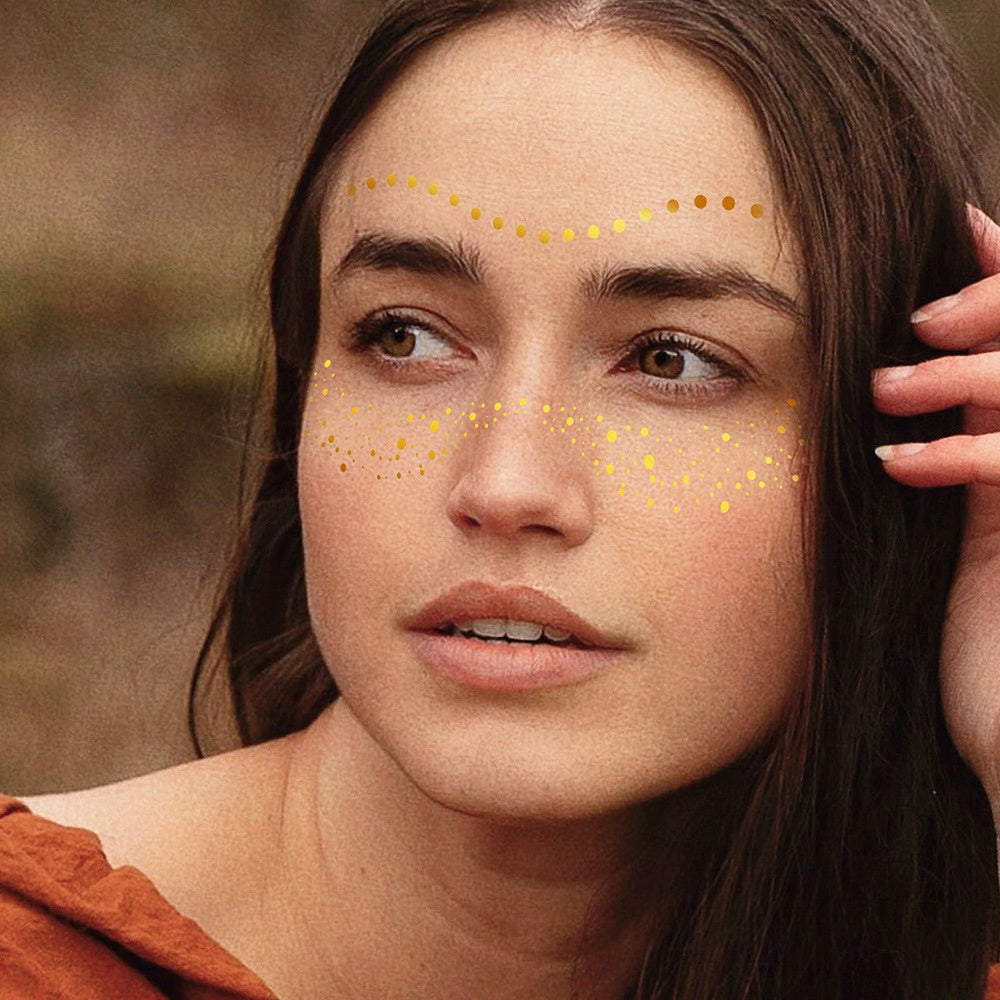 Gold Stickers Beauty Makeup Sweet Makeup Party Concert Gold Face with Waterproof Tattoo Stickers