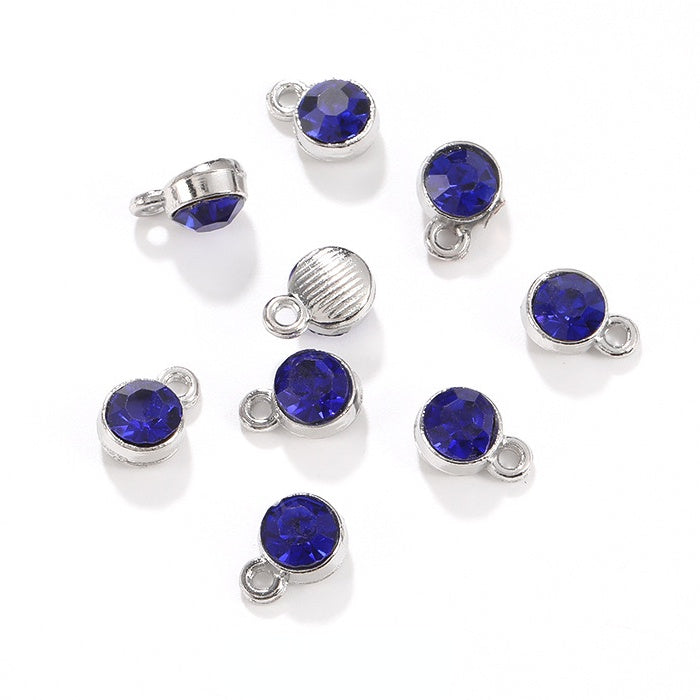 6MM Beads Pendant Shiny Crystal Diamond Glass Rhinestone  with Gold/Silver Zinc Base Necklace