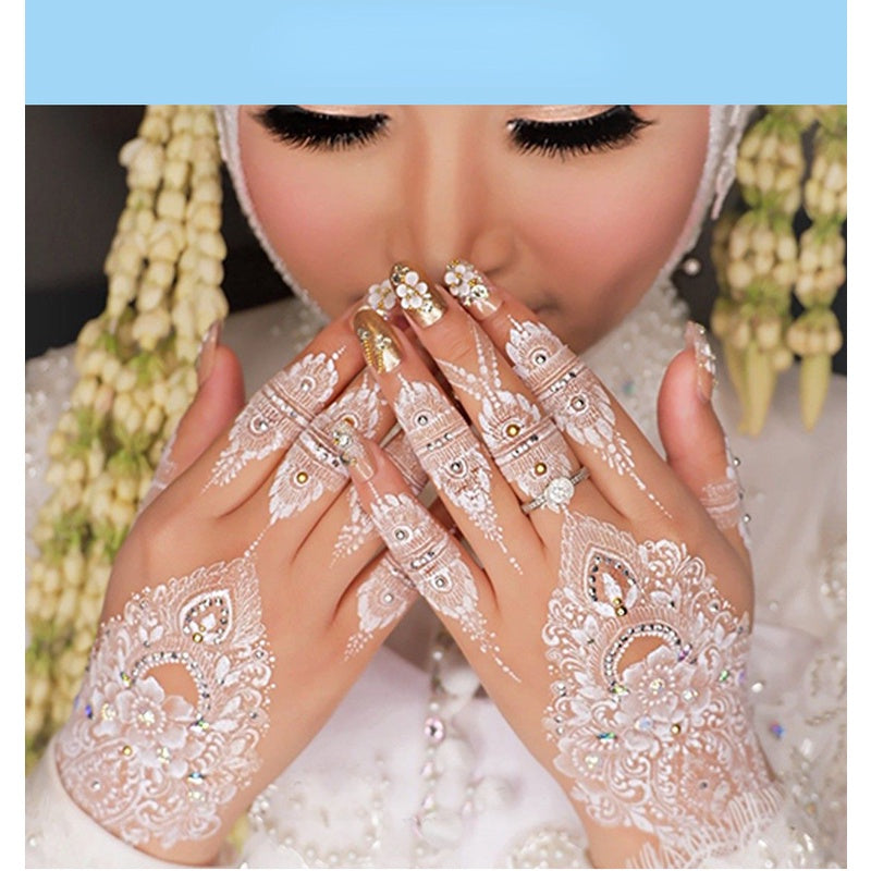 White Lace Tattooed HENNA INSTAN/HENNA TEMPORER Waterproof Indian Floral Geometric Pattern for A Party Wedding
