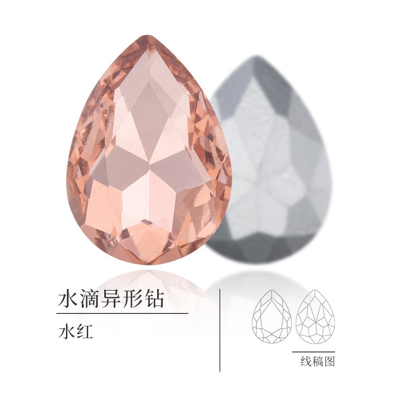 TonyBead 20 * 30mm water drop shape, factory wholesale glass material water drop crystal rhinestone mobile phone sticker diamond DIY accessories hair accessories handmade material glass diamond beads