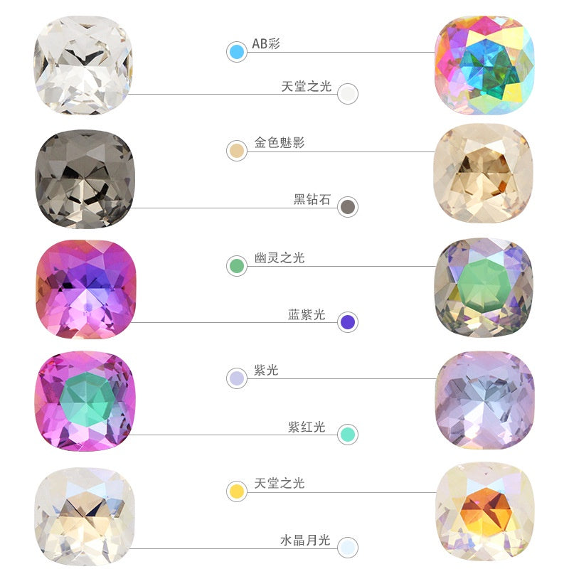 12mm Tip Bottom Special Shape Fat Square Crystal Diamond Tip Bottom Special Shape Glass Diamond Diy Jewelry Accessories Materials