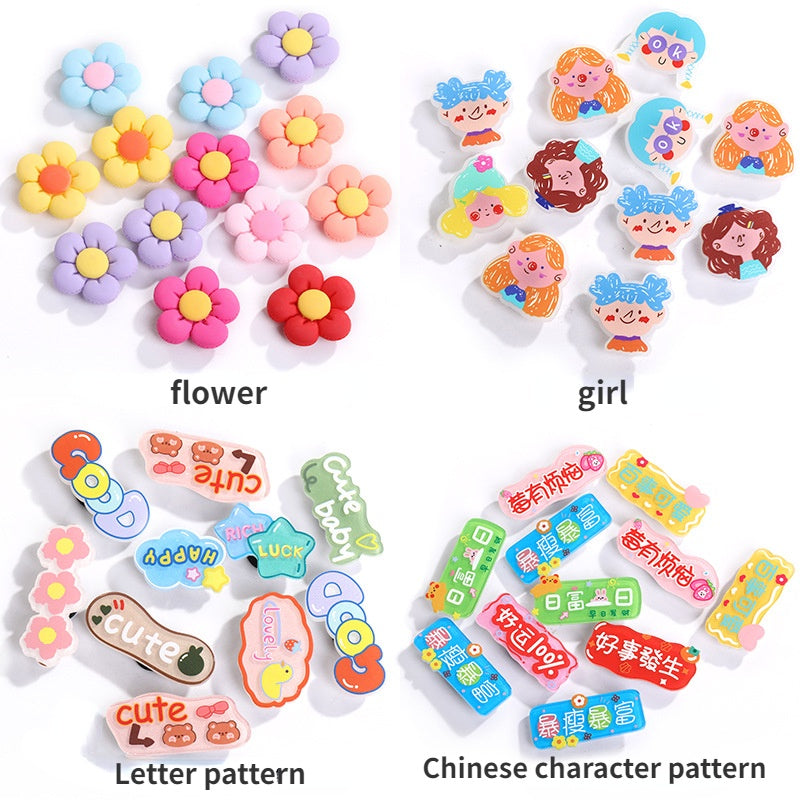 Selling Crocs Diy Accessories Cartoon Cute Girl Head Acrylic Mixed Shoes Flower Shoe Buckle Accessories
