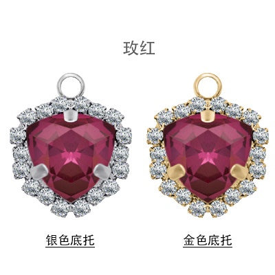 Fashion Pendant Fat Triangle Crystal Glass Claw Rhinestone Diy Necklace Earrings Accessories