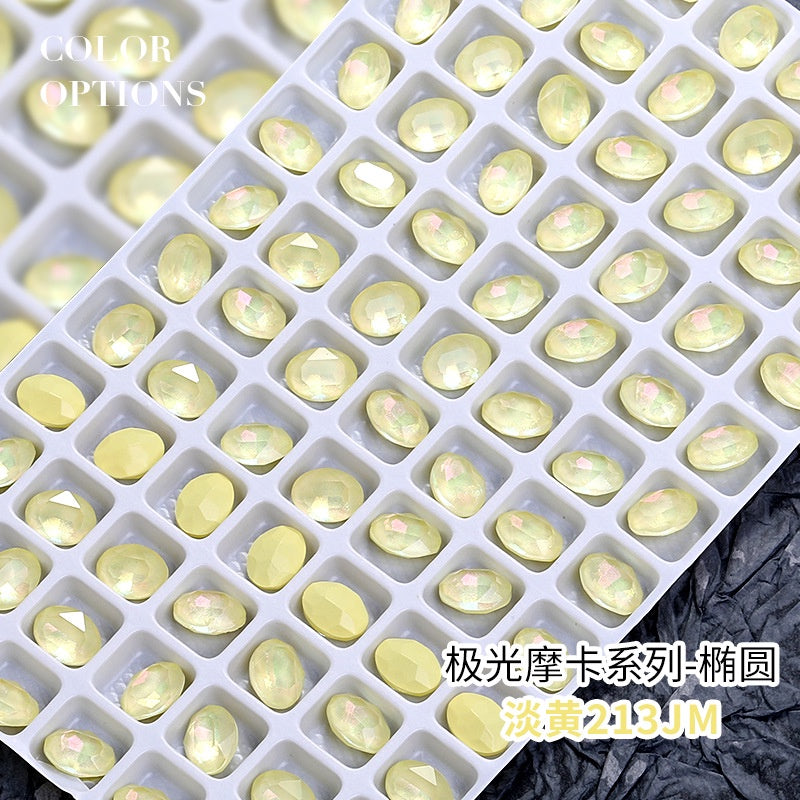 Nail Art Oval Aurora Mocha Pointy Bottom Diamond-rhinrhine-glass Diamond-nail Bag Cap Accessory Decoration DIY