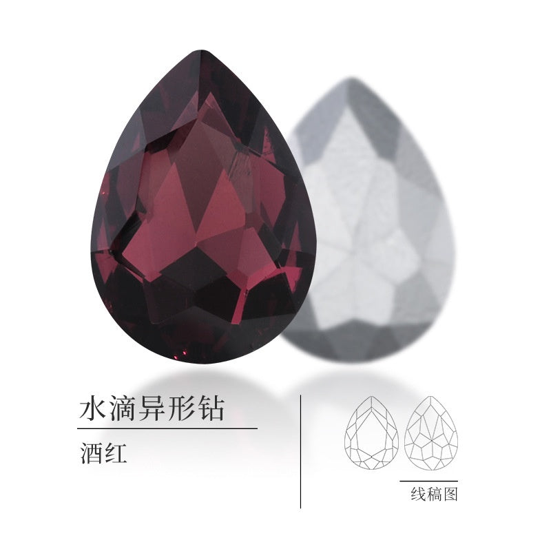 18 * 25Mm water drop shape, manufacturer wholesale glass material water drop crystal rhinestone mobile phone sticker diamond DIY accessories hair accessories handmade material glass diamond beads