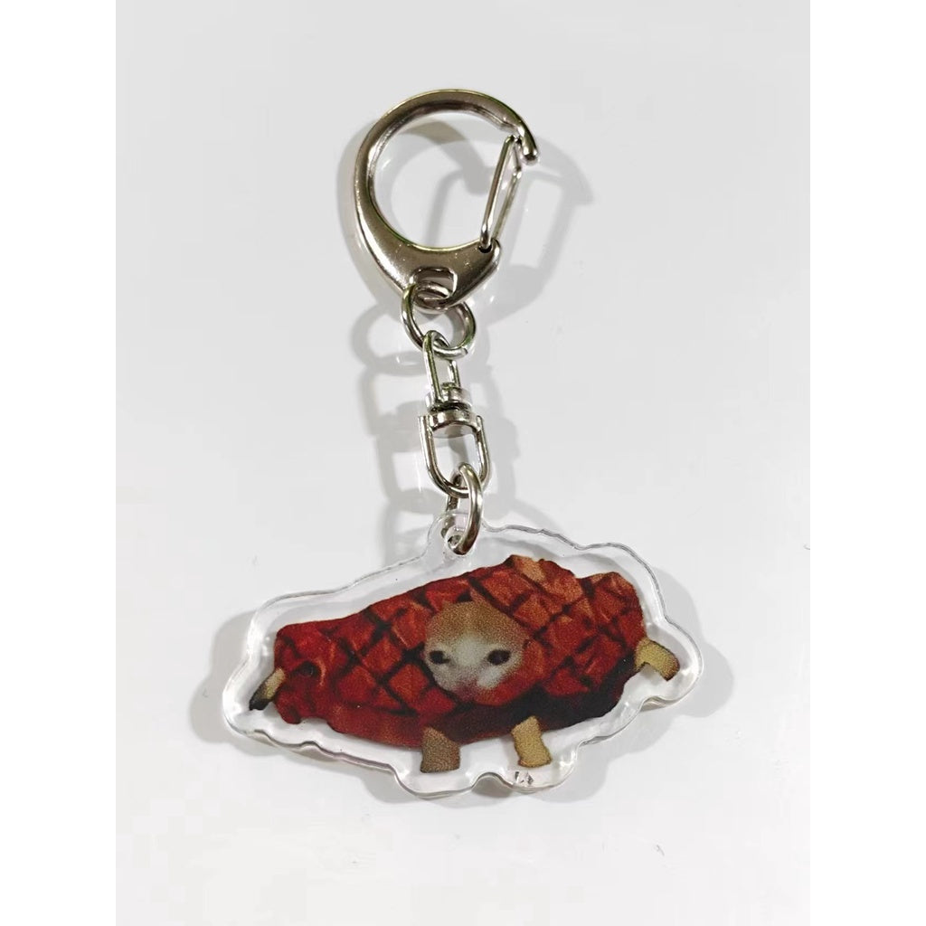 Funny Food Cat Acrylic Keychain Cat School Bag Pendant Transparent Cartoon Gift Keychain