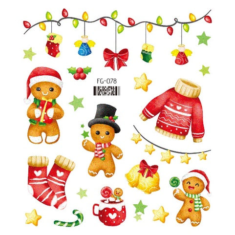 Face Stickers Christmas Cute Stickers Waterproof Children's Cartoon Glitter Snowflake Santa Claus