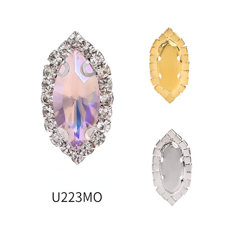 7*15mm 10pcs Navette Shape Rhinestone with Copper Base Rhinestone for Sewing on Clothing