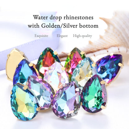 10pcs Light Purple Water Drop Four Angle Claw Crystal Hand Sewing Rhinestone Jewelry Accessories Clothing Accessories
