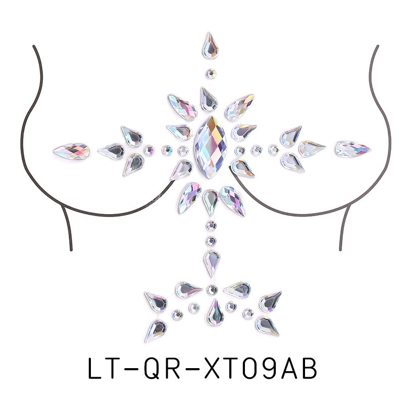【ready Stock】Body Sticker Acrylic Chest Diamond Sticker Women Fake Tattoo Stickers Rave Party Dance Chest Decoration