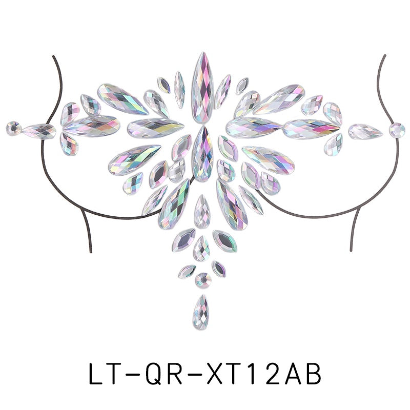 【ready Stock】Body Sticker Acrylic Chest Diamond Sticker Women Fake Tattoo Stickers Rave Party Dance Chest Decoration