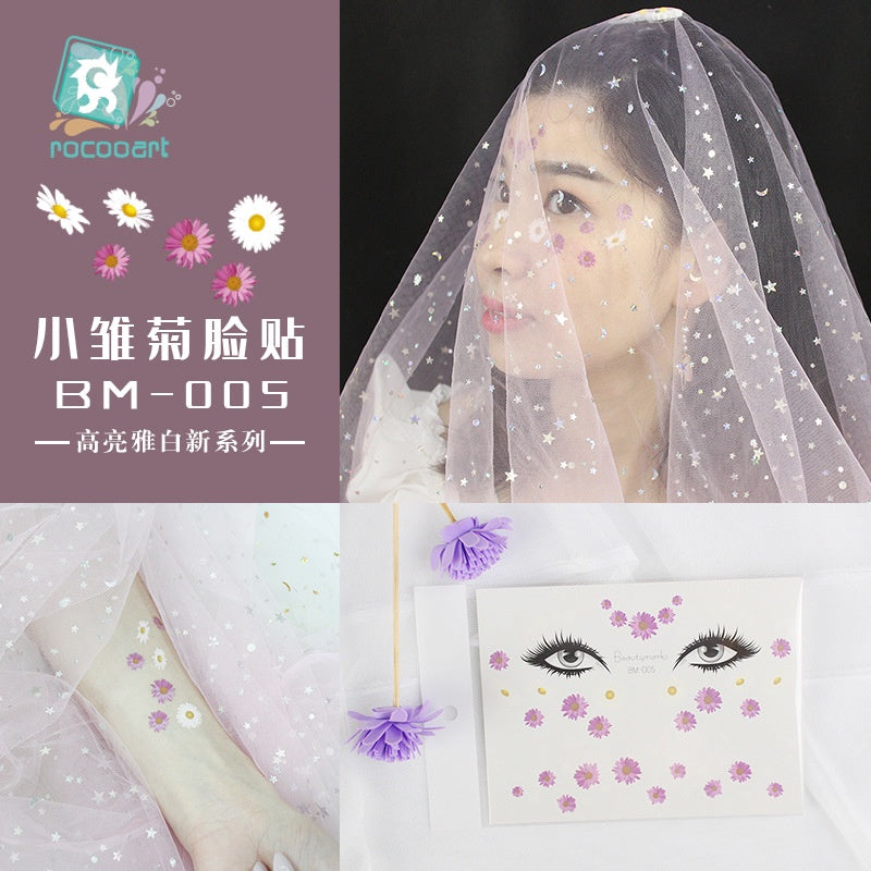 Fashion Little Daisy Print Face Stickers Waterproof and Sweatproof Collarbone Arm Temporary Tattoo Stickers