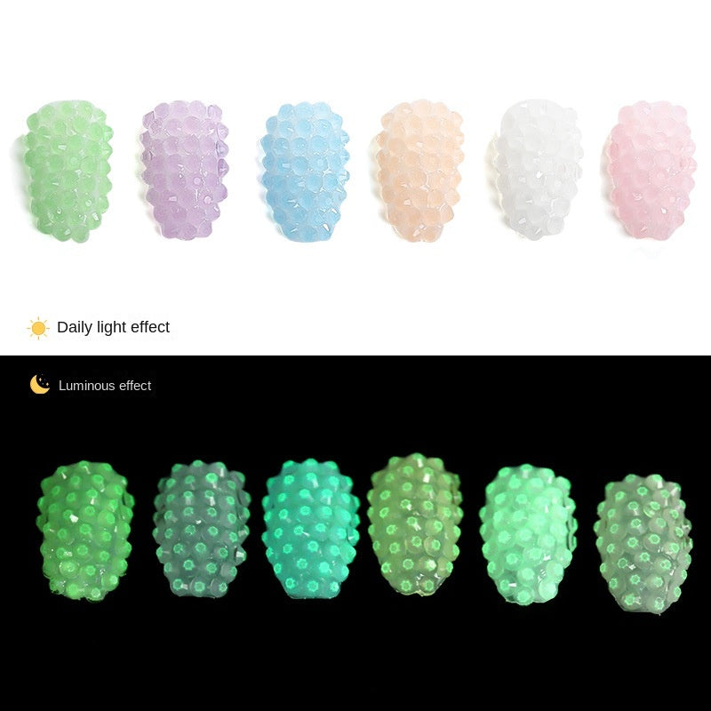 Glow In Dark Luminous Resin Round Rhinestone Flatback Colorful Nail Art Rhinestone for Phone Case