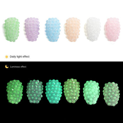 Glow In Dark Luminous Resin Round Rhinestone Flatback Colorful Nail Art Rhinestone for Phone Case
