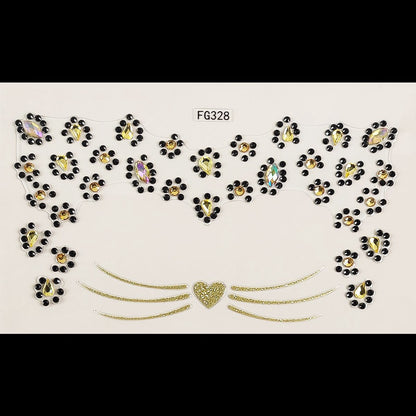 Cat Face Face Diamond Paste Acrylic Diamond Masquerade Ball European and American Makeup Party Painting Cross Border Tattoo Paste Face Paste