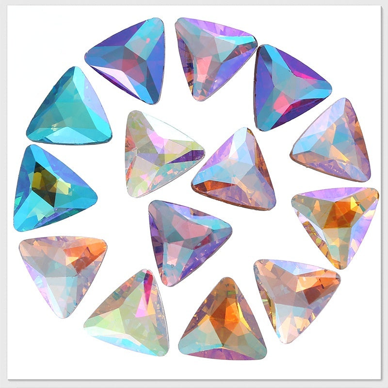 18mm 10pcs Triangle Shiny AB Crystal Glass Rhinestone for Diy Clothing Garment