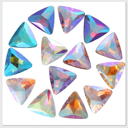 18mm 10pcs Triangle Shiny AB Crystal Glass Rhinestone for Diy Clothing Garment