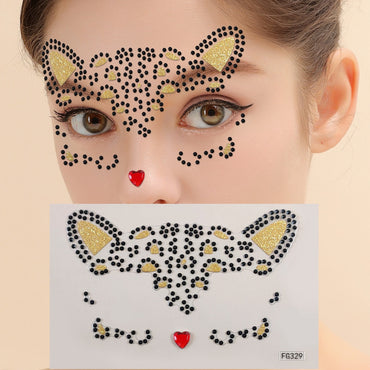 Cat Face Face Diamond Paste Acrylic Diamond Masquerade Ball European and American Makeup Party Painting Cross Border Tattoo Paste Face Paste