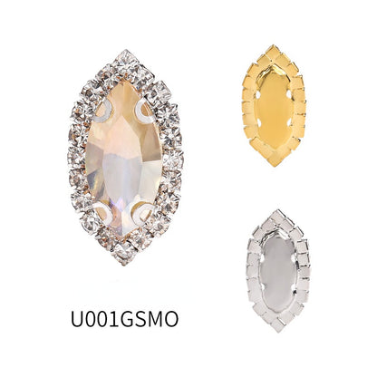 7*15mm 10pcs Navette Shape Rhinestone with Copper Base Rhinestone for Sewing on Clothing