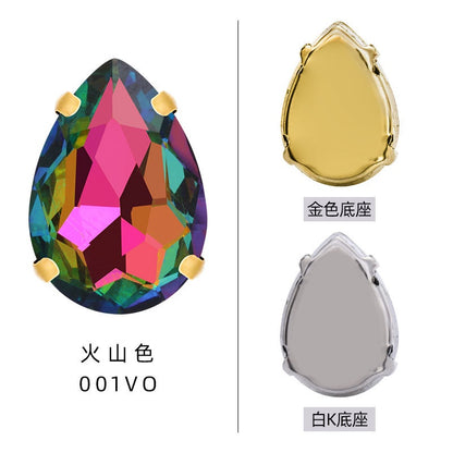 10 * 14/13 * 18mm water drop claw diamond, gold/silver bottom support four-claw crystal claw diamond, hand-sewn rhinestone, clothing accessories