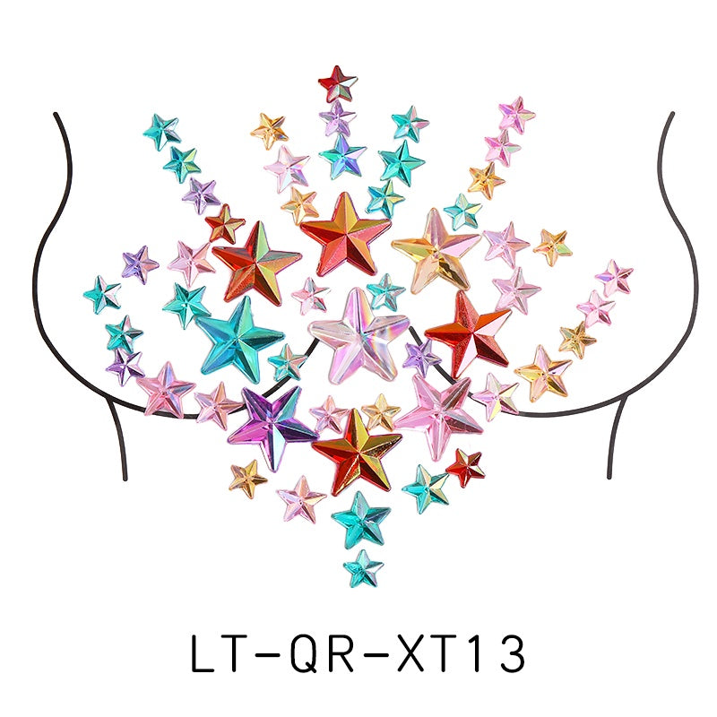【ready Stock】Body Sticker Acrylic Chest Diamond Sticker Women Fake Tattoo Stickers Rave Party Dance Chest Decoration