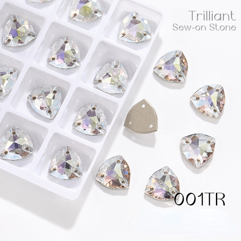 Fat Triangle Mocha Series Garment Sew on Rhinestone Glass Crystal Button for Clothing Jewelry Making