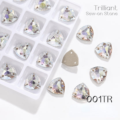 Fat Triangle Mocha Series Garment Sew on Rhinestone Glass Crystal Button for Clothing Jewelry Making