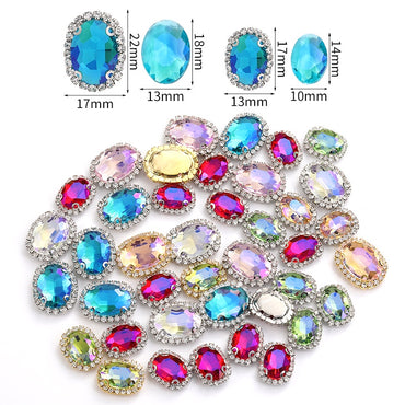 Oval Crystal Buckle Glass Claw Diamond Rim Hand Stitched Rhinestone Diy Jewelry Shoe Accessories