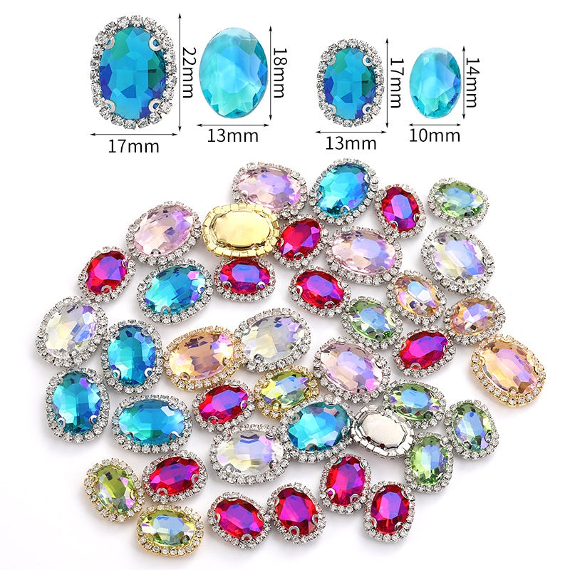 10*14/13*18mm Oval Crystal Buckle Glass Claw Rim Hand Stitched Rhinestone Diy Jewelry Accessories