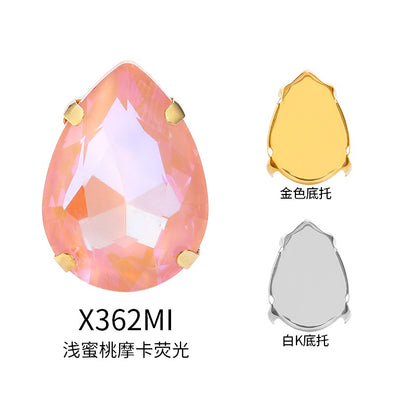 TonyBead, light-colored 50 water droplets Mocha fluorescent four-corner claw drill DIY jewelry sticker drilling material, shoes and clothing accessories wholesale