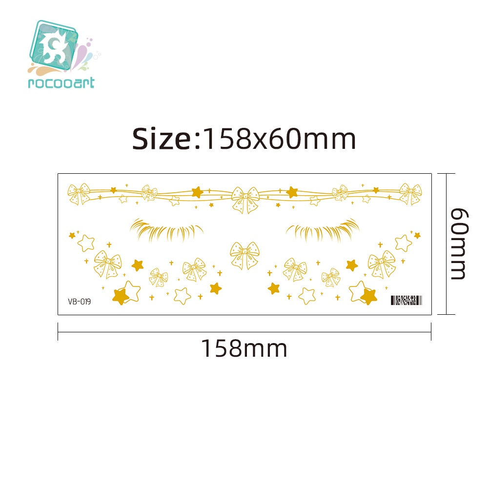 Gold Stickers Beauty Makeup Sweet Makeup Party Concert Gold Face with Waterproof Tattoo Stickers