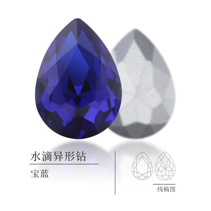 18 * 25Mm water drop shape, manufacturer wholesale glass material water drop crystal rhinestone mobile phone sticker diamond DIY accessories hair accessories handmade material glass diamond beads
