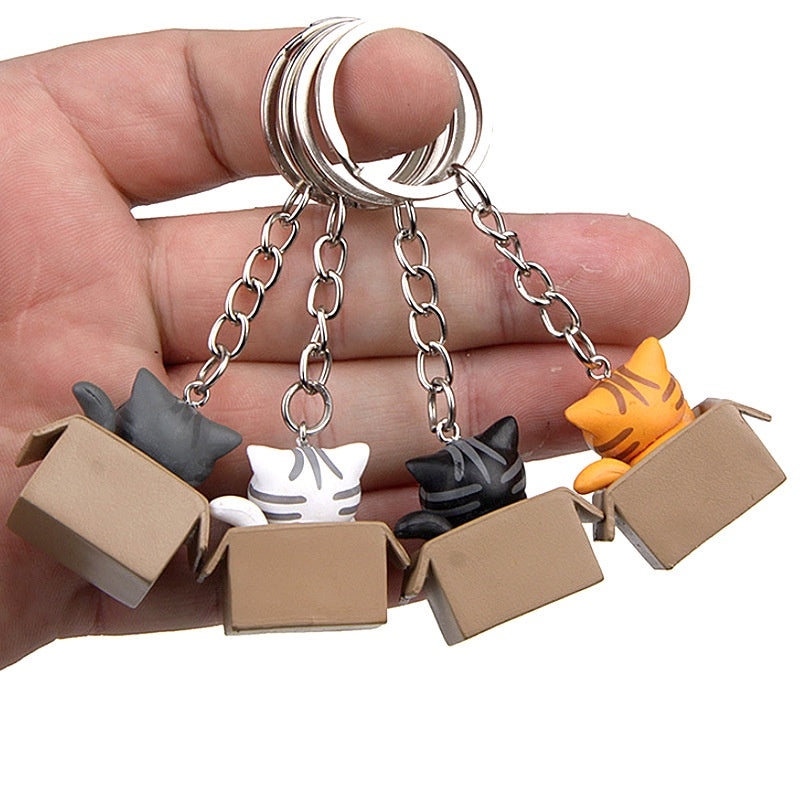 Funny Cute Cat Soft PVC Keychains 3D Cartoon Animal Pendant Kawaii Keychain