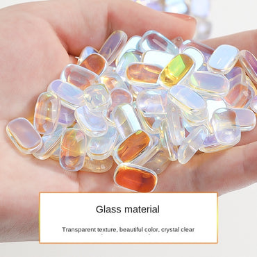 50pcs Hot Selling White Flat Bottom Nail Rhinestone Rectangular Shape Nail Sticker with Dazzling Sparkle