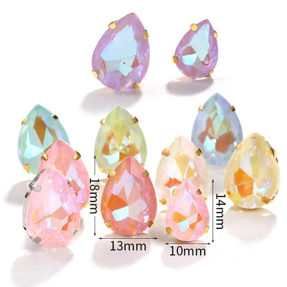 TonyBead, light-colored 50 water droplets Mocha fluorescent four-corner claw drill DIY jewelry sticker drilling material, shoes and clothing accessories wholesale