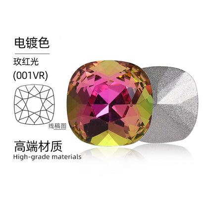 12mm Tip Bottom Special Shape Fat Square Crystal Diamond Tip Bottom Special Shape Glass Diamond Diy Jewelry Accessories Materials