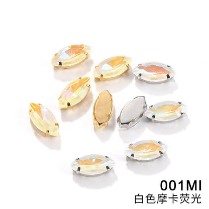 Horseeye 6*12mm/7*15mm Leaf Shape Mocha Fluorescent Quadangle Claw Rhinestone Diy Jewelry Material