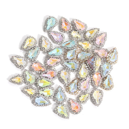 Water Drop Shape 6*10mm/8*13mm Sew on Rhinestone with Golden/Silver Bottom Shiny Crystal for Garments