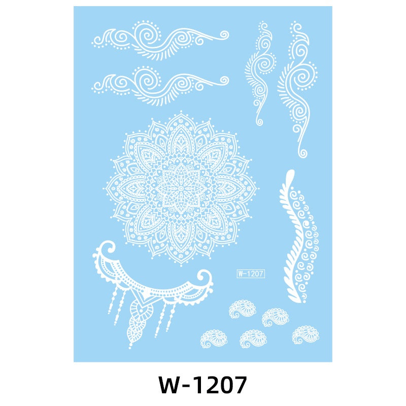White Lace Tattooed HENNA INSTAN/HENNA TEMPORER Waterproof Indian Floral Geometric Pattern for A Party Wedding
